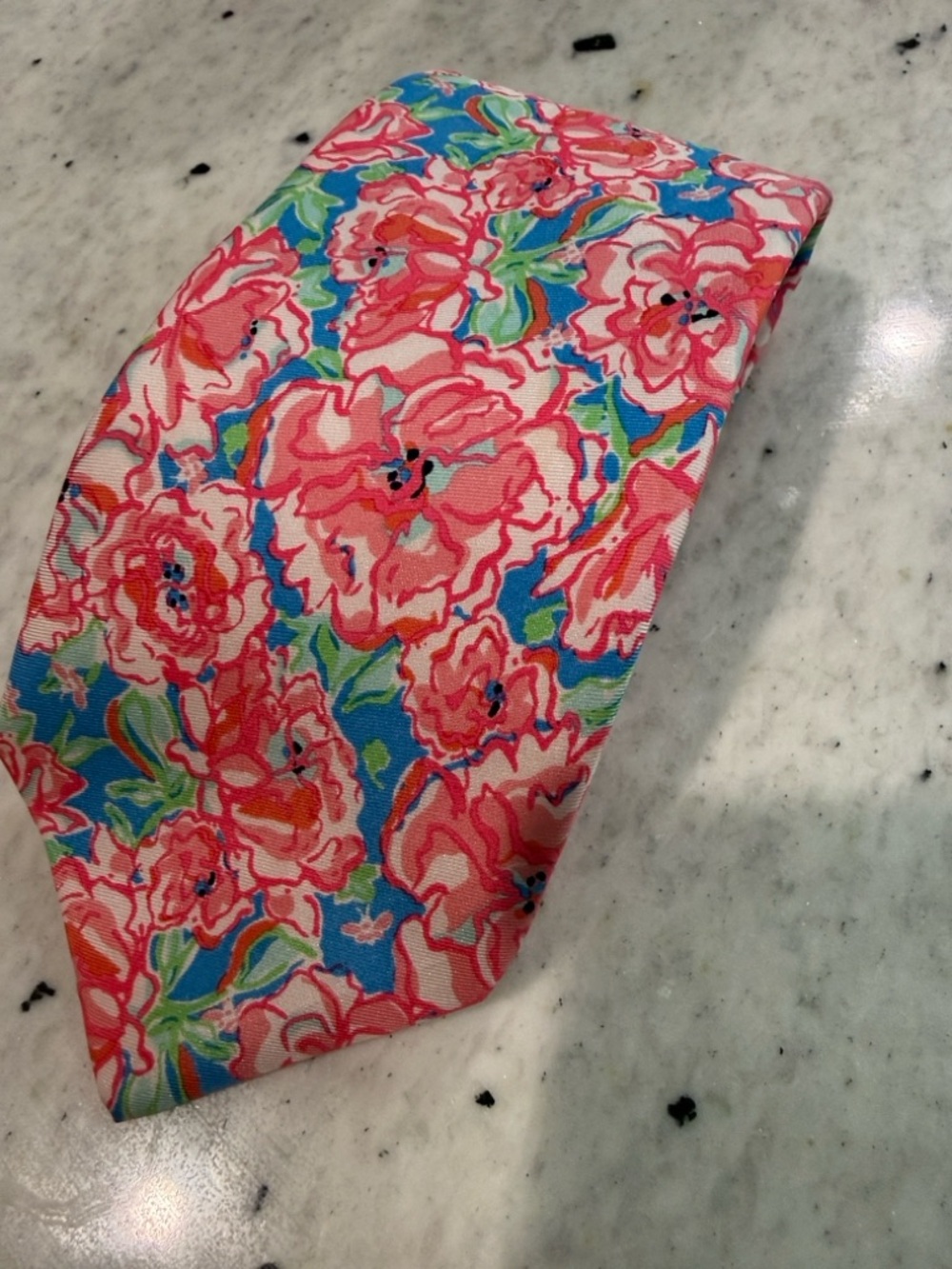 Lilly Pulitzer Pink, Blue & Green Floral Tie LUCKY CHARMS